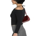 thumbnail image 4 of Ladies‘ Solid Color Cropped Knit Sweater with Oblique Off Shoulder Design, 4 of 5