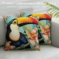 thumbnail image 3 of Creowell Hello Summer Vibes Decorative Throw Pillow Covers, Tropical Toucan Flamingo Palm Leaves Cushion Case Decor, Hawaii Hibiscus Flower Colorful Stripes Seasonal Home Decoration 22x22in, 3 of 5