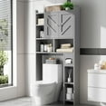 thumbnail image 7 of Walsunny Over the Toilet Storage Cabinets with Doors Side Shelves Toilet Paper Holder Stand Organizer Shelf Rack Space Saver above behind Toilet Freestanding for Bathroom Restroom Laundry Gray, 7 of 7