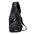 thumbnail image 2 of Bolsos de Cuero para Hombre, Bolso de Pecho, Bandolera, Bandolera, con Puerto de Carga USB para Deportes, Gimnasio, Senderismo, Ciclismo Negro Soledad Monedero de los hombres, 2 of 10