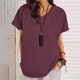 thumbnail image 2 of Vestidos Casuales Para Mujer, Blusas De Mujer De Moda Moda de verano para mujer, cuello en V, ocio, manga tres cuartos, color liso, 2 of 6