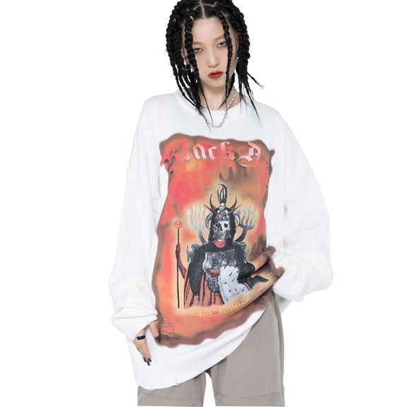 Niepce Inc Street Wear Knitted Sweater Men Skull Graphic Crewneck Sweatshirt 2021