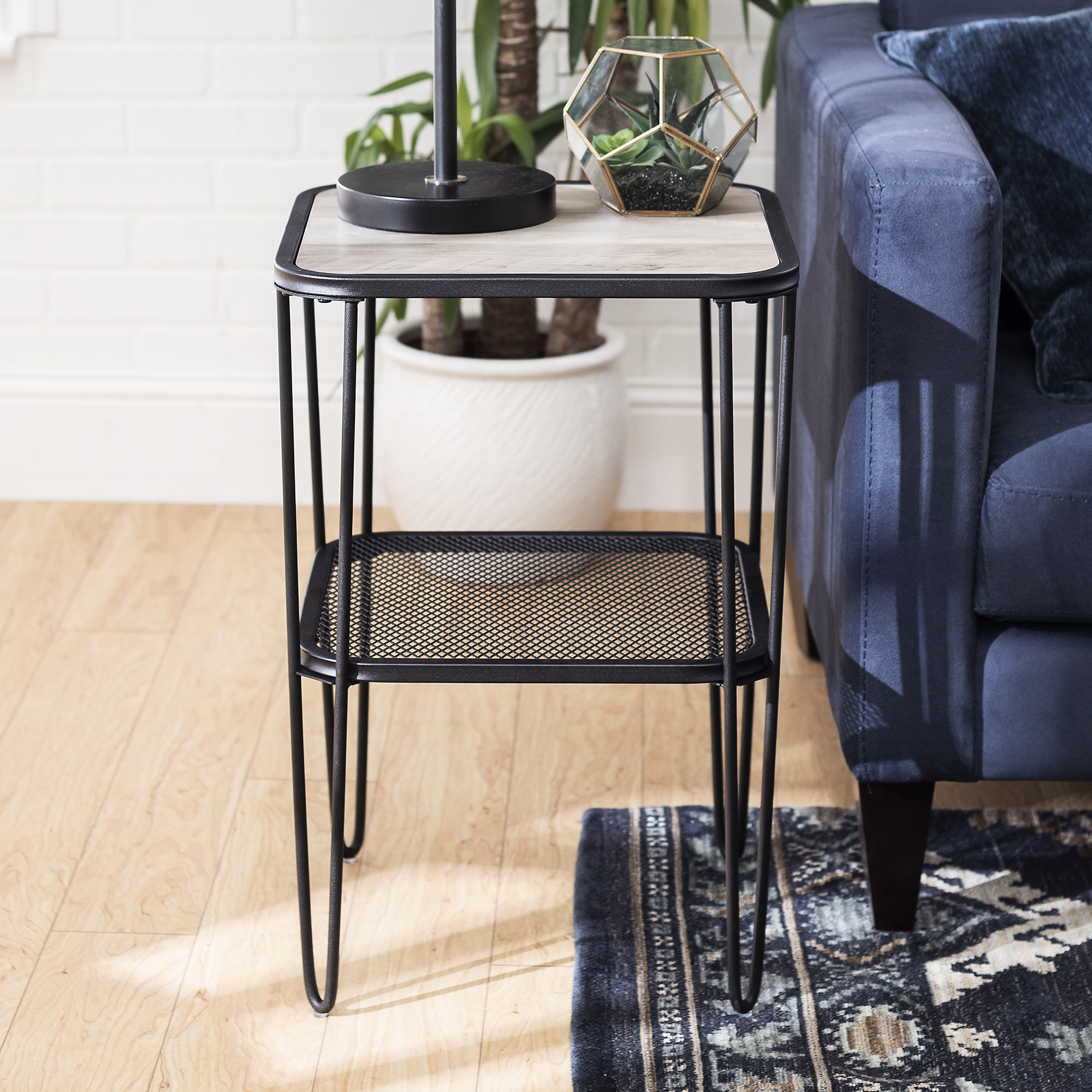 Styles Grey Wash Hairpin Leg End Table by Bellamy Studios