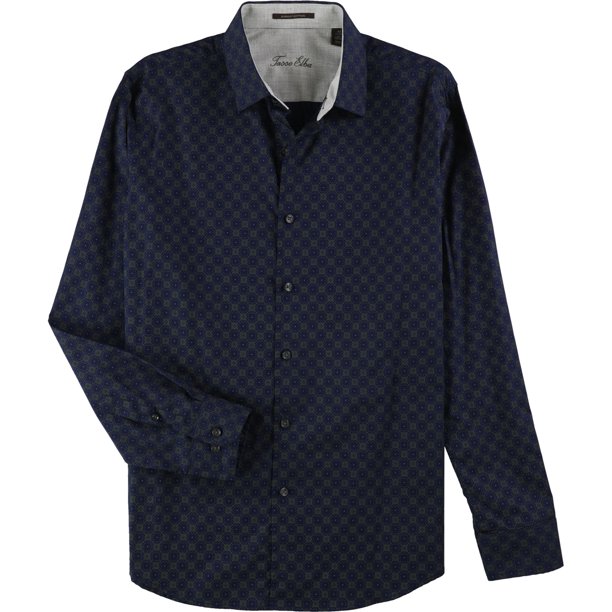 Tasso Elba - Camisa de vestir para hombre, color azul, extragrande Tasso Elba Botones al frente
