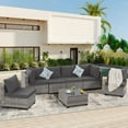 thumbnail image 2 of FHFO 7 Pieces Outdoor Patio Furniture Set, Wicker Sectional Sofa Set Rattan Modular Patio Conversation Sets with Cushions Couch Set & Coffee Table for Outside, Garden, Balcony, Porch, Grey/Gray, 2 of 7