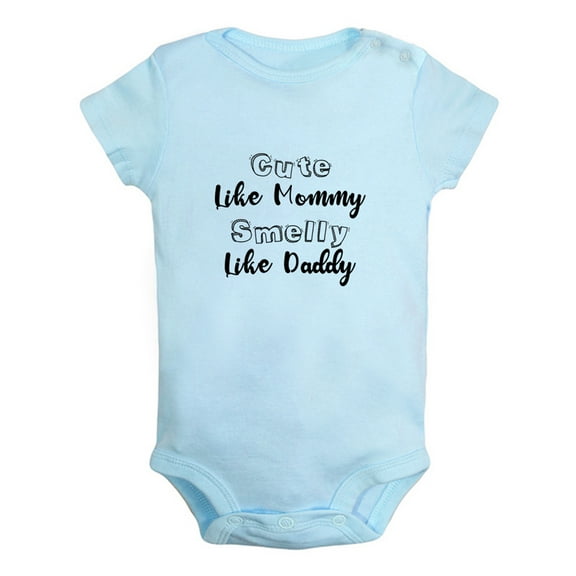iDzn Cute Like Mommy Smelly Like Daddy Funny Rompers For Babies, Newborn Baby Unisex Bodysuits, Infant Jumpsuits, Toddler 0-24 Months Kids One-Piece Oufits