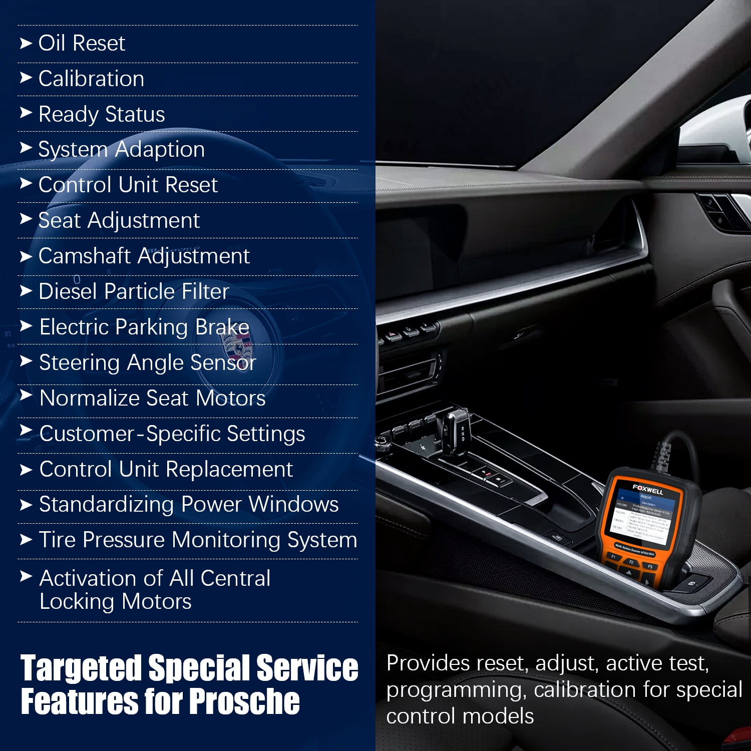 FOXWELL NT510 Elite OBD2 Scanner Fits for Porsche All System Bi-directional Diagnostic Scanner All Maintenance Services Car Code Reader Check Engine Full OBD2 Functions Automotive Diagnostic Scan Tool