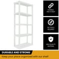 thumbnail image 4 of Hyper Tough Plastic Shelving Unit Storage Shelf 5-Tier White 75"H x 30"W x 14"D 500 lbs, 4 of 7
