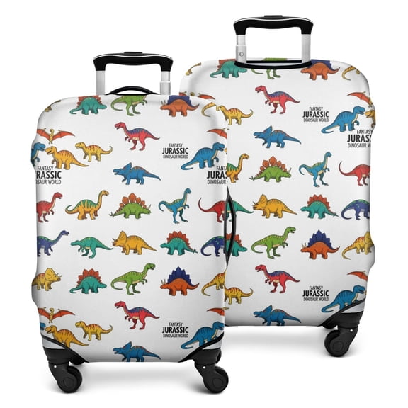White Cartoon Fantasy Dinosaurs Pattern Luggage Cover Fashion Suitcase Cover Baggage Covers Fit 25-28 Inch Luggage (Go Travel)
