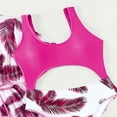 thumbnail image 6 of Wuxian Kids Swimsuits Floral Feather Prints Tank Top Briefs Bikini Sets With Long Sleeve Cover Up Shirts Beachwear Pool Beach Travel Swimwaer Holiday,Hot Pink,13 Years, 6 of 6