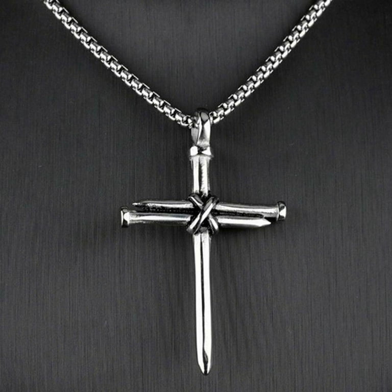 AkoaDa New Stainless Steel Vintage Black Gold Silver Cross Pendant  Lordand#39;S Prayer Bible Necklace 22 Inch For Men Women