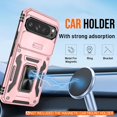 thumbnail image 3 of KOMI for Google Pixel 9 Pro XL Case with [2 Pack] HD Screen Protector + Slide Camera Cover, 360° Rotation Ring Kickstand [Military Grade] Shockproof Protective Phone Cover for Pixel 9 Pro XL Rose Gold, 3 of 5