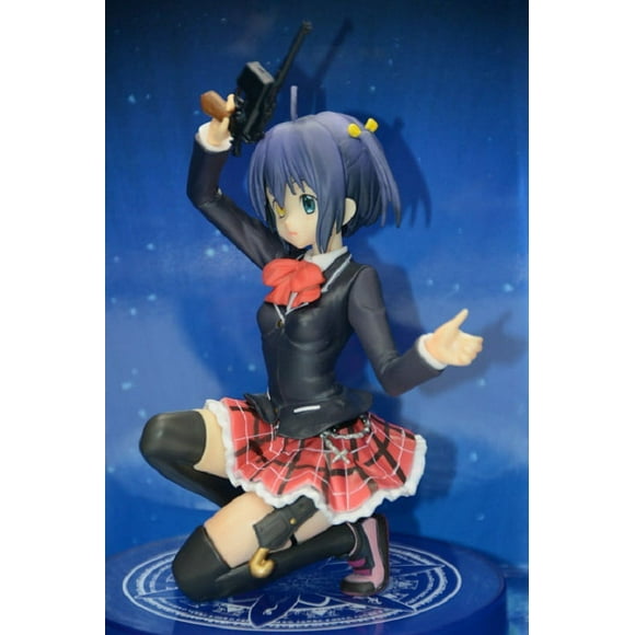 Love, Chunibyo & Other Delusions Takanashi Rikka (5.9in/15cm) 1:8scale Squatting Holding a pistol Replaceable face PVC boxed cartoon character model/sHome Car Desktop Decoration Best Gift for Adult K