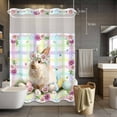 thumbnail image 5 of Easter Rabbit No Hooks Shower Curtain with Snap-in Liner Watercolor Spring Bunny Eggs Floral Colorful Plaid Shower Curtains for Bathroom, Waterproof, Easy Install, Washable 48"x72", 5 of 9