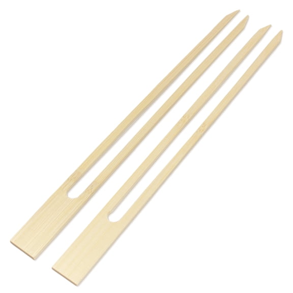 BambooMN Bamboo Double Prong Large Cut Meat Vegetable Grilling Skewers - 18mm Wide - 9.5" (24.1cm) - 100pcs