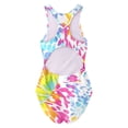 thumbnail image 4 of FINALGANG Girls One Piece Athletic Swimsuit Kids Floral Print Sleeveless High Waist Stretchy Breathable Bathing Suit For Training Pool Beach Activities White 9-10 Y, 4 of 5