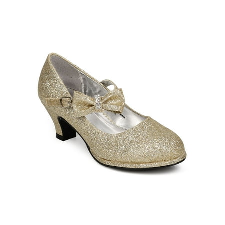 Avenue Mary Janes - Little Angel Tasha-685E New Glitter Bow Mary Jane Pump (Toddler/Little/Big Girl)