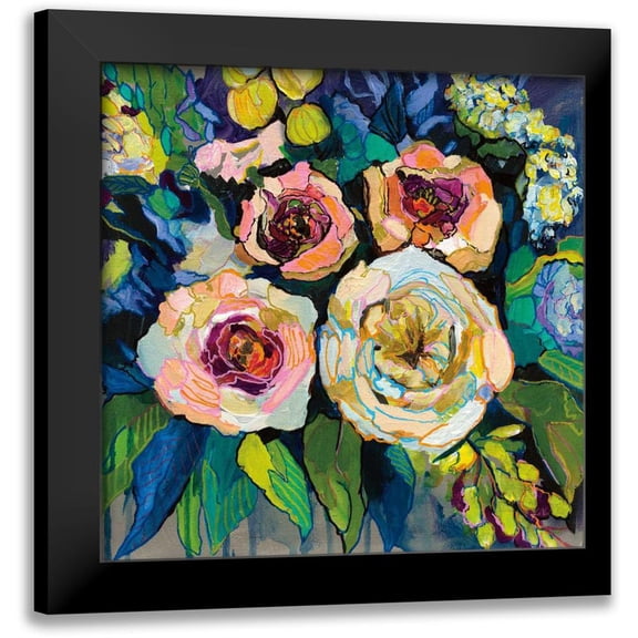 Vertentes, Jeanette 12x12 Black Modern Framed Museum Art Print Titled - Peony Garden