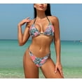 thumbnail image 2 of Elainilye Fashion Women's Bikini Swimsuit Triangle Top Side Tie Bottom Bikini Swimwear Bathing Suit,Pink, 2 of 4