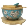 thumbnail image 2 of Blue Spring Blossoms Donburi Ramen Bowl With Lid Trivet Spoon Chopsticks Set, 2 of 9