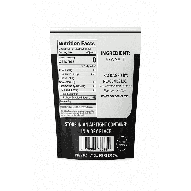 Nexgenics Baja Fine Grain Sea Salt, Natural, Non-Iodized, 16 oz