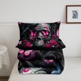 thumbnail image 5 of Homewish Halloween Skull Full Size Comforter Sets For Adults Teens,Pink Rose Floral Butterfly Bedding Comforter Set,Black Reversible,3pcs,1 Comforter and 2 Pillowcases, 5 of 7