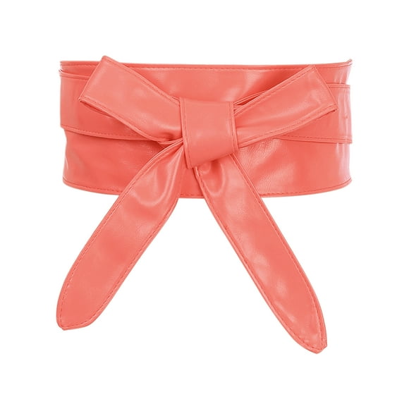 CINTURÓN ANCHO DE LAZO DE FAUX CUERO PARA MUJERES, PARA VESTIDOS 86.6x3.3" Rojo Sandía