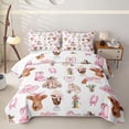 thumbnail image 2 of jejeloiu Pink Bow Cowgirl Western Bed Spread Queen Kids,Cute Western Print Queen Coverlet Set,3pcs, 2 of 7