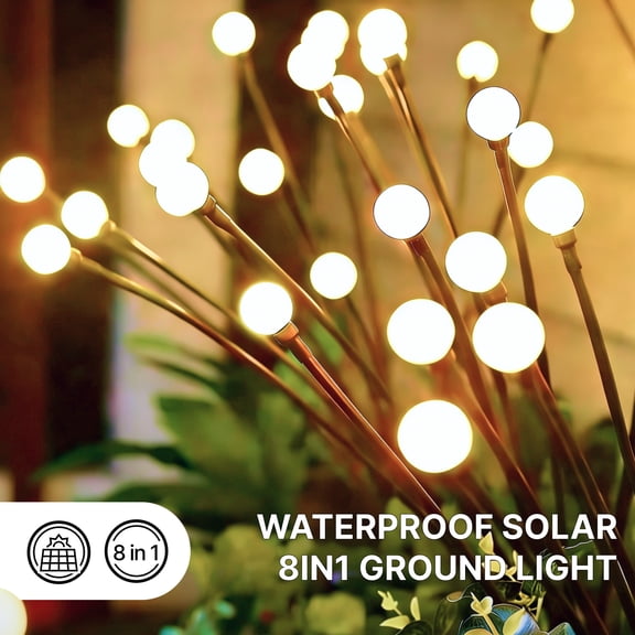 2/4/6PCS 8in1 Outdoor Waterproof Solar Wind Firefly LED Ground Light Colorful Lawn Light for Garden Decoration Festival Light Ground Insertion Street Lamp,Patio Decor