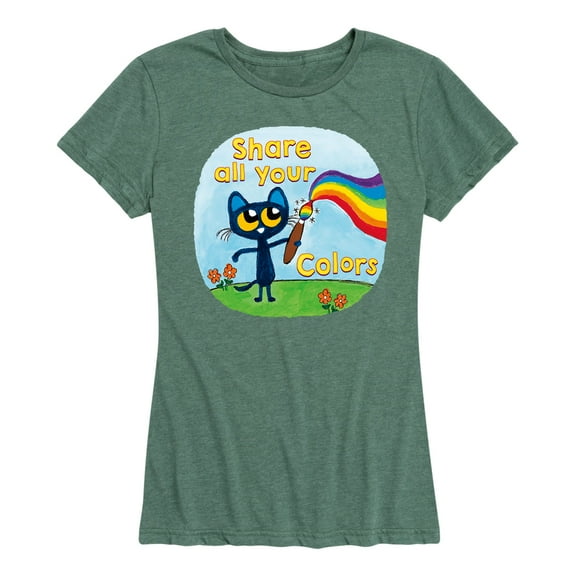 Pete The Cat - Share All Your Colors Rainbow - Women's Short Sleeve Graphic T-Shirt