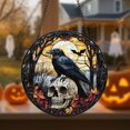 thumbnail image 4 of Halloween Raven Stained Glass Suncatcher, Skull and Raven Decor, Spooky Halloween Window Hanging, Gothic Forest Theme, Skull Halloween Decor, 4 of 6