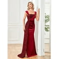 thumbnail image 2 of Wedding Dress Wedding Guest Dresses for Women sleeveless open-back dress wine ribbon slit evening dress bridesmaid dress, 2 of 6