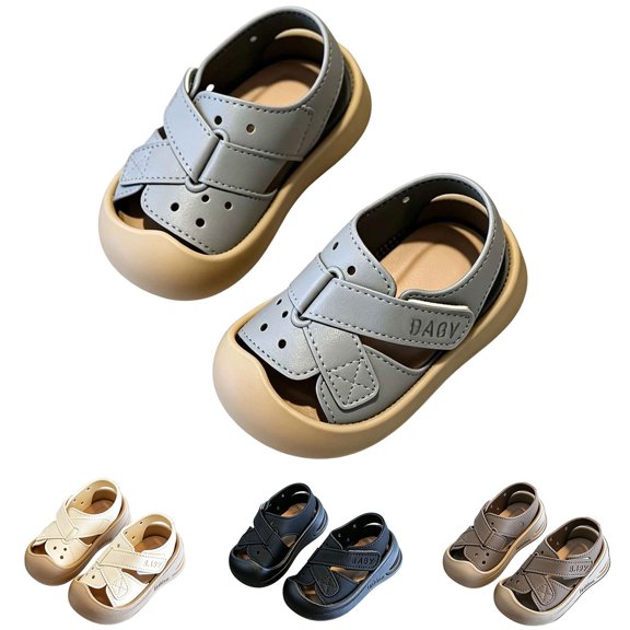 (0-4.5Years) Boys Girls Closed Toe Sandals Soft Sole Anti-Collision Summer Non-Slip Beach First Walker Shoes for Toddler Kids White 10 Little Kids(29)
