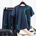 thumbnail image 4 of KPOPLK Boys Athletic Shorts Set 2 Piece Summer Dry Fit Boys Short Sleeve Shirt & Sports Shorts Activewear Gym Short Size 7-8 Years,Drk Blue, 4 of 4