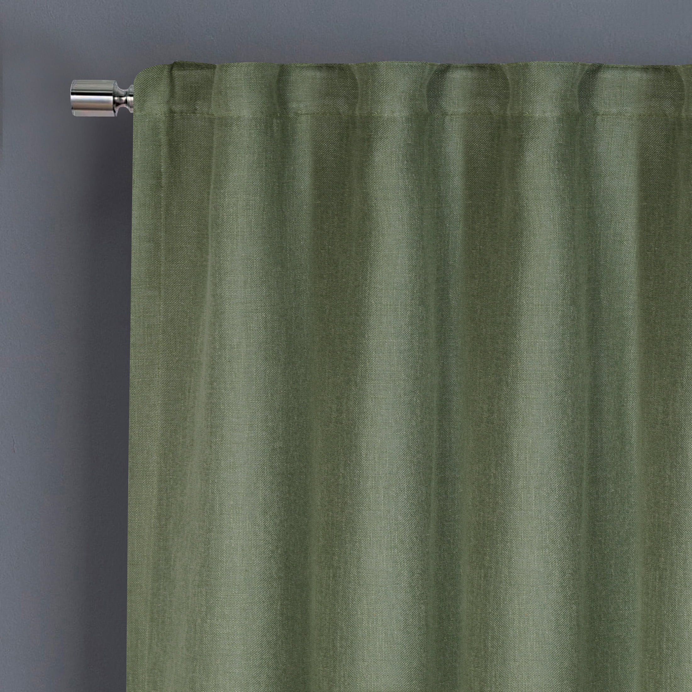 Better Homes & Gardens 100% Blackout Linen Blend Single Curtain, 50x95, Dark Cilantro