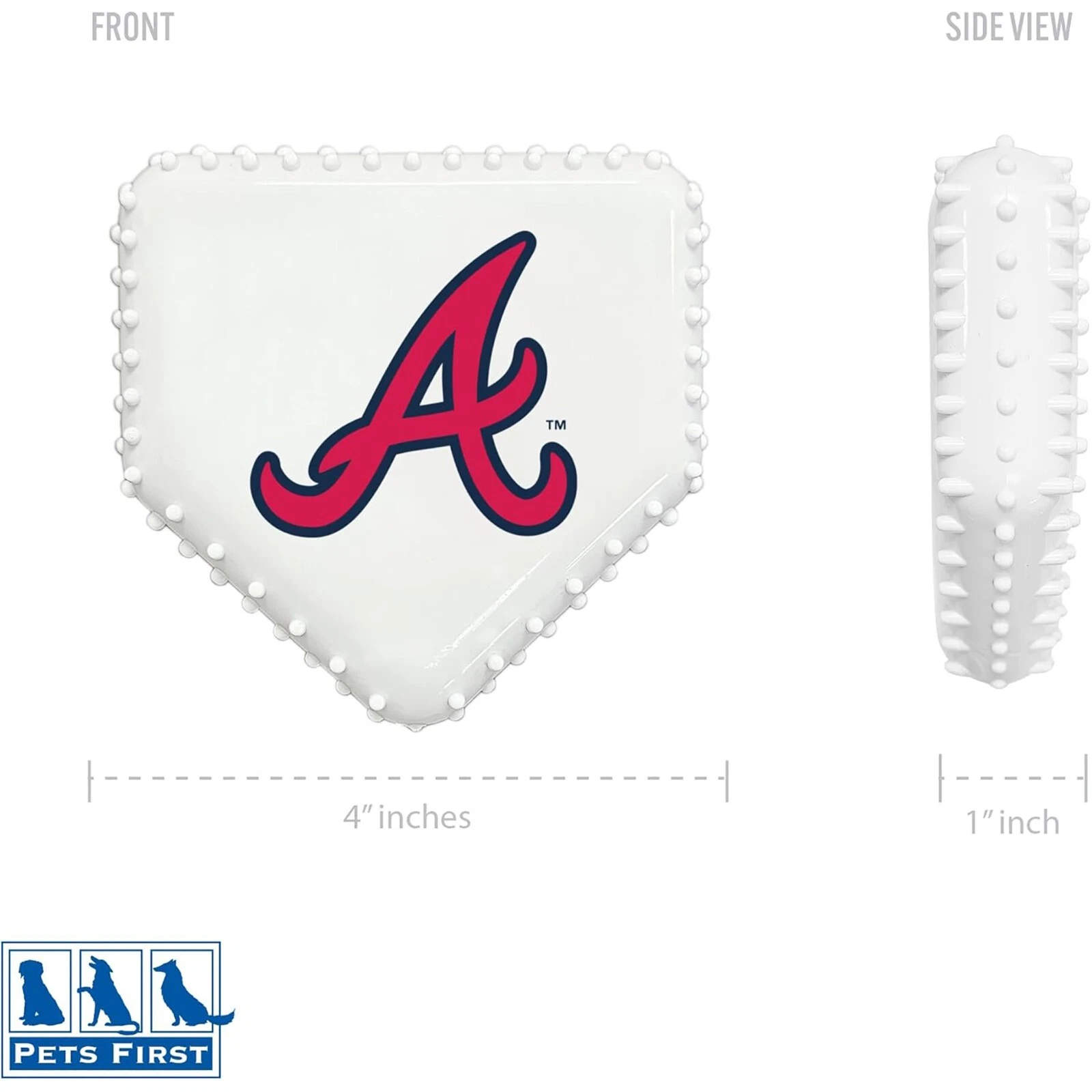 Pets First MLB Baseball Home Plate Dog Chew Toys for Aggressive Chewers