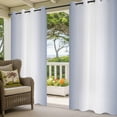 thumbnail image 5 of Outdoor Curtains for Patio Waterproof, Navy Blue Ombre Windproof Pravicy Outside Porch Blackout Curtain, Blue White Gradient Modern Abstract Art Sun Blocking Grommets Curtains for Cabana 54"x84", 5 of 9