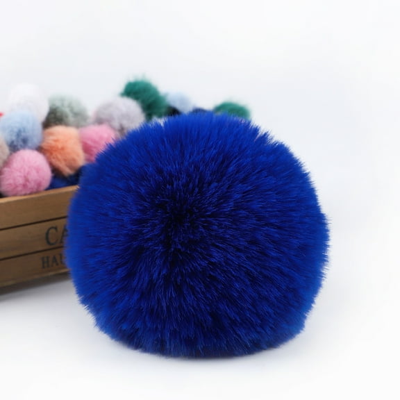 XmhyTop-A 10 Pcs Faux Fur Pom Pom Fluffy Balls,with Tiny Cord for Hat Shoes Hair Pins Earrings Necklace Accessories,3.9inch,Blue