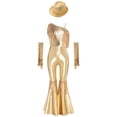 thumbnail image 3 of Alvivi Kids Girls Jazz Disco Performance Dancewear Sleeveless Sequins Flared Jumpsuit with Gloves and Hat Dance Leotard Light Gold 16, 3 of 4
