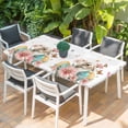 thumbnail image 2 of Easter Rabbit Eggs Table Cloths for 5 Foot Rectangle Tables, Spring Pink Daisy Flowers Butterfly Pastoral Patio Waterproof Elastic Fitted Tablecloths, Washable Rectangular Table Cover for Camping, 2 of 8