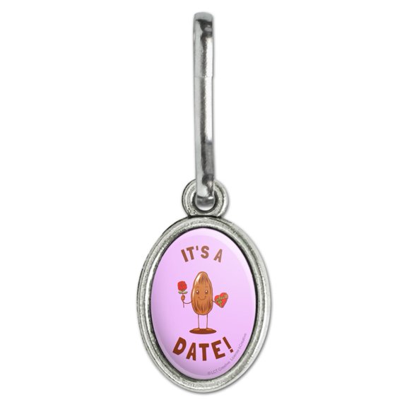 It's a Date Love Rose Candy Funny Humor Antiqued Oval Charm Clothes Purse Suitcase Backpack Zipper Pull Aid