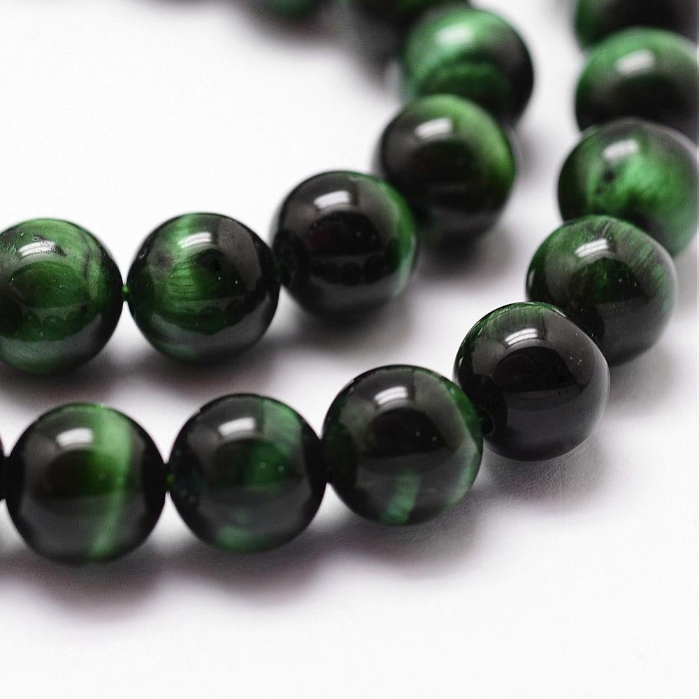 Natural Tiger Eye Bead Strands Dyed & Heated Round Green 8mm Hole: 1mm about 44pcs/strand 14.9 inch~15.1 inch