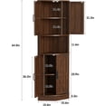 thumbnail image 3 of Vabches Farmhouse 64.8'' Tall Corner Cabinet with 4 Doors and 5 Storage Shelves for Kitchen, Living Room, Brown, 3 of 8