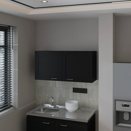 Living Room Cabinets Black Kitchen Wall Cabinet with 2 Doors Primary Living Space Cabinets Furniture Cabinets For Living Room