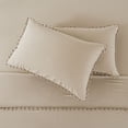 thumbnail image 6 of Move Over Taupe Bedding Set 4 Pieces Solid Taupe Sheet Set Pom Poms Fringe Pattern Shabby Chic Deep Pocket Bedding Queen, 6 of 8