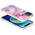 thumbnail image 2 of ELEHOLD for iPhone 12/iPhone 12 6.1 inch Marble Case, Clear Electroplated Frame Soft TPU Anti-Scratch Wear-Resistant Wireless Charging Slim Fit Transparent Case for iPhone 12/iPhone 12 Pro, Pink, 2 of 5