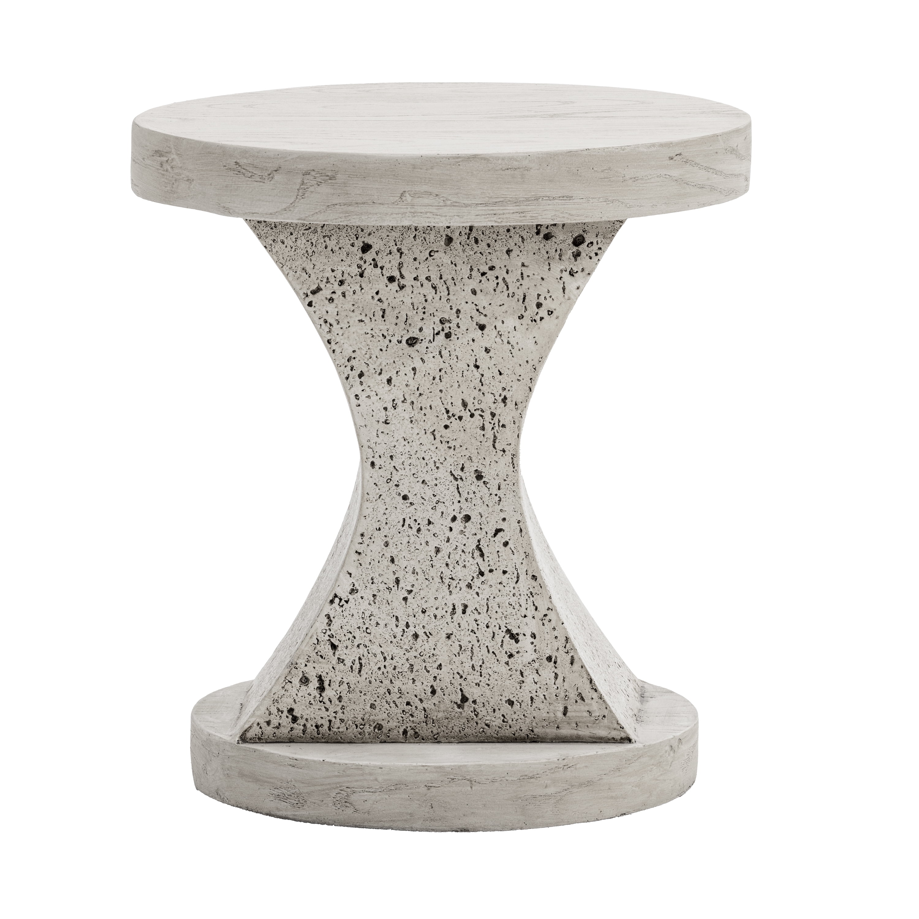 Hourglass MGO Side Table–Waterproof, Fireproof, Sturdy & Textured–No Assembly Required，Ivory Oak Travertine
