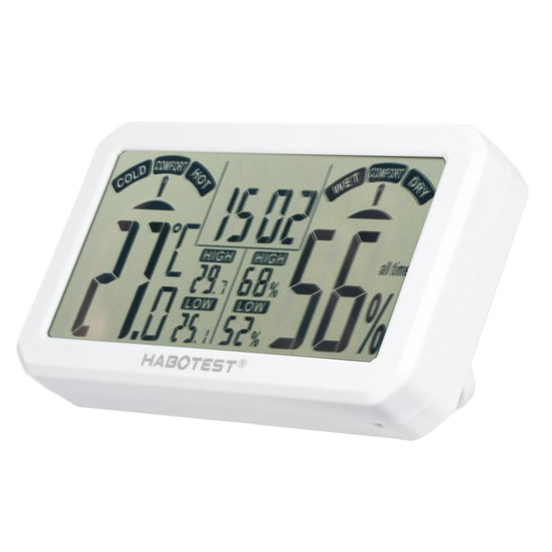 HABOTEST Mini higrómetro y termómetro digital Medidor de humedad interior Sensor de temperatura ambiente con soporte y orificio Medidor de temperatura y humedad para el hogar Invernadero Jardín Bodega