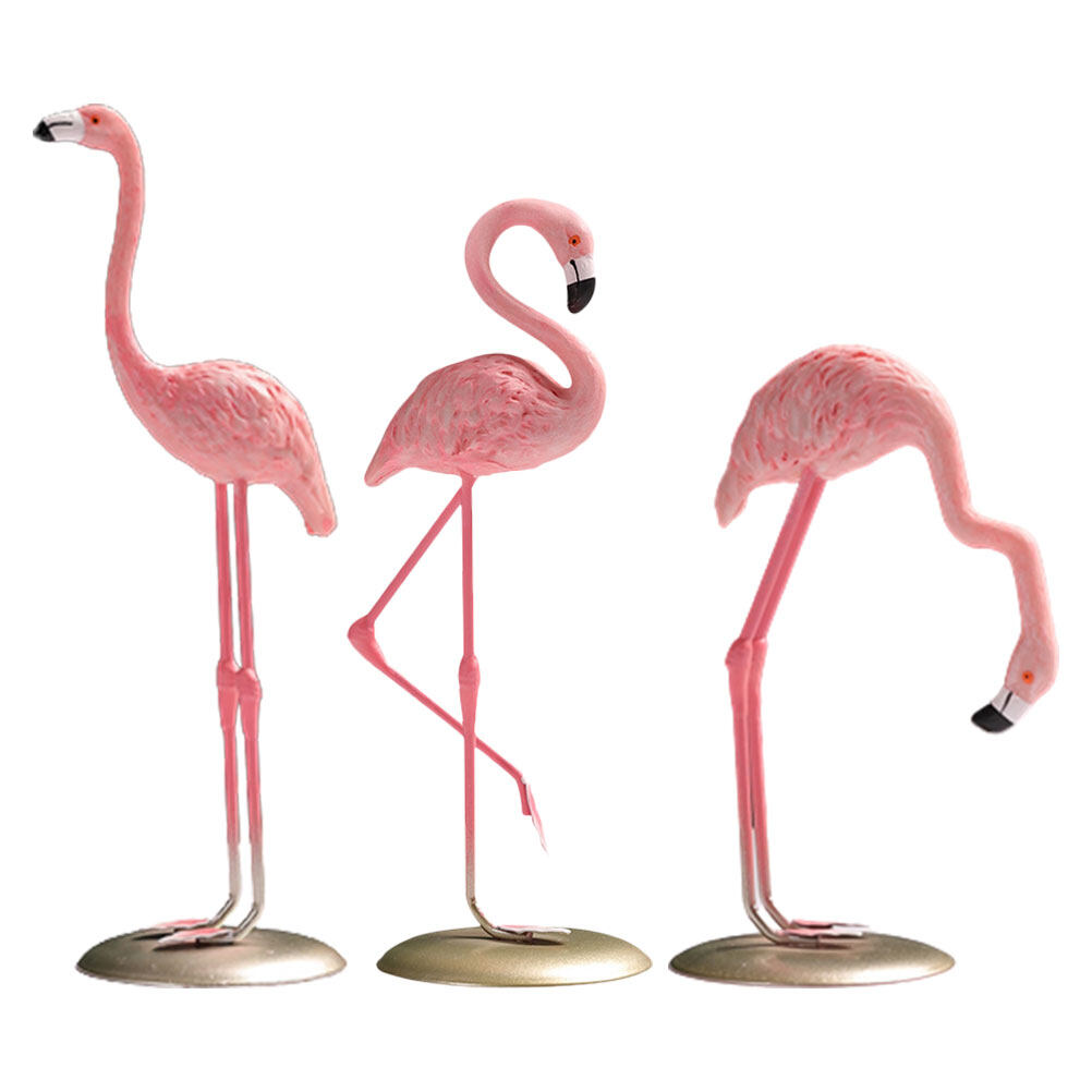 Resin Flamingo Statue 3pcs Resin Flamingo Figurine Desktop Decorative