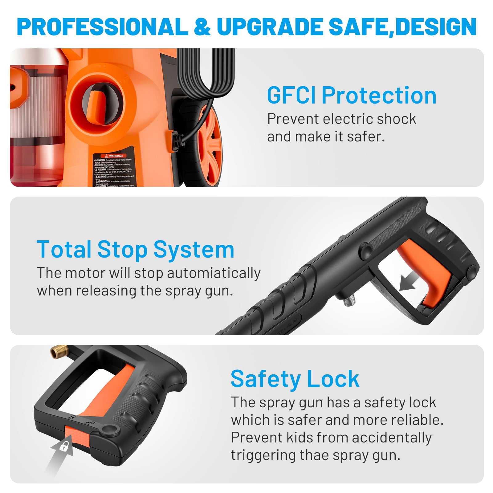 SPBTAR 4-1 Pressure Washer, 2800PSI 1.7GPM High Pressure Cleaner with Vacuum Cleaner,0° -180° Swivel Joint & Soap Tank for Car/Fences/Driveway/Home/Patio Cleaning